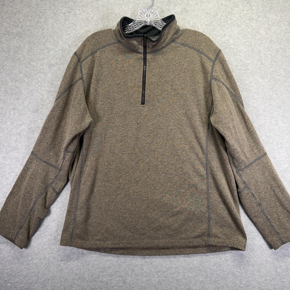 Kuhl Kashmira Pullover Mens Large Brown 1/4 Zip Fleece Hiking Performance Top
